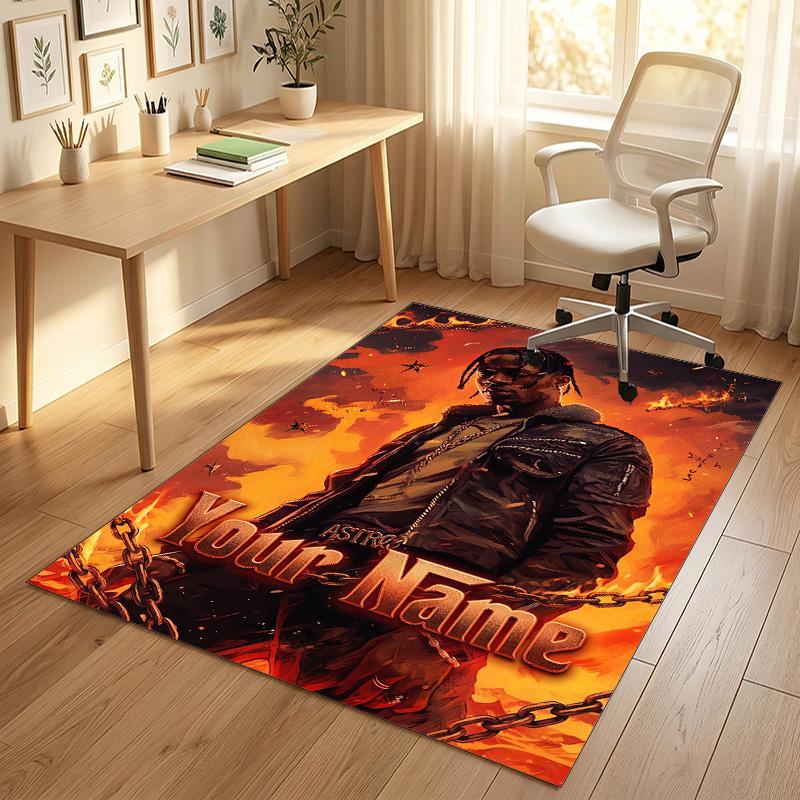 Personalized Crystal Velvet Carpet,Travis Scott Custom Printed Name, Plush Area Rug For Home Indoor Decor