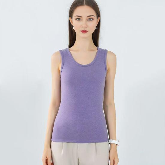 Colete térmico feminino de inverno, sem costura, veludo, trava rápida de temperatura, gola redonda, ajuste fino, elástico, sem mangas, roupa interna, parte inferior, regata