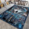 Eleganter Teppich mit Wolf-Traumfänger-Muster, rutschfester Küchenteppich für Küche, Wohnzimmer, Schlafzimmer, waschbare Matte, Flanellteppiche