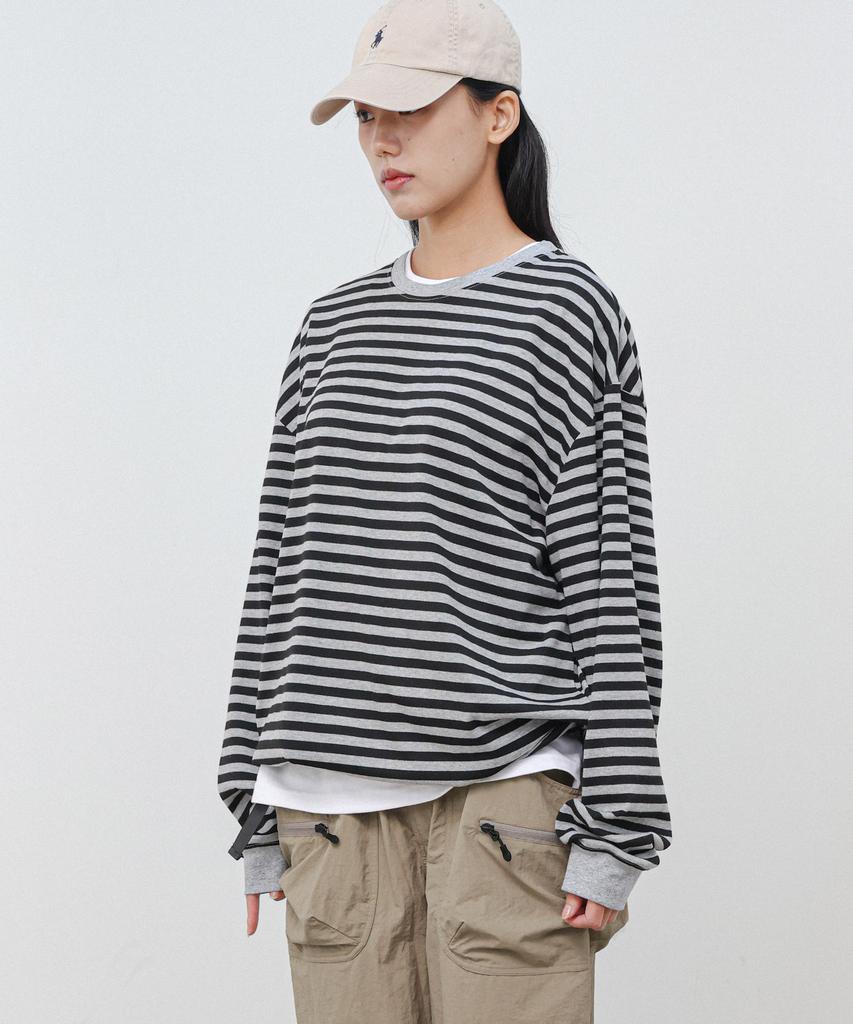 Modernoment Striped Oversized String Long Sleeve [Khaki]