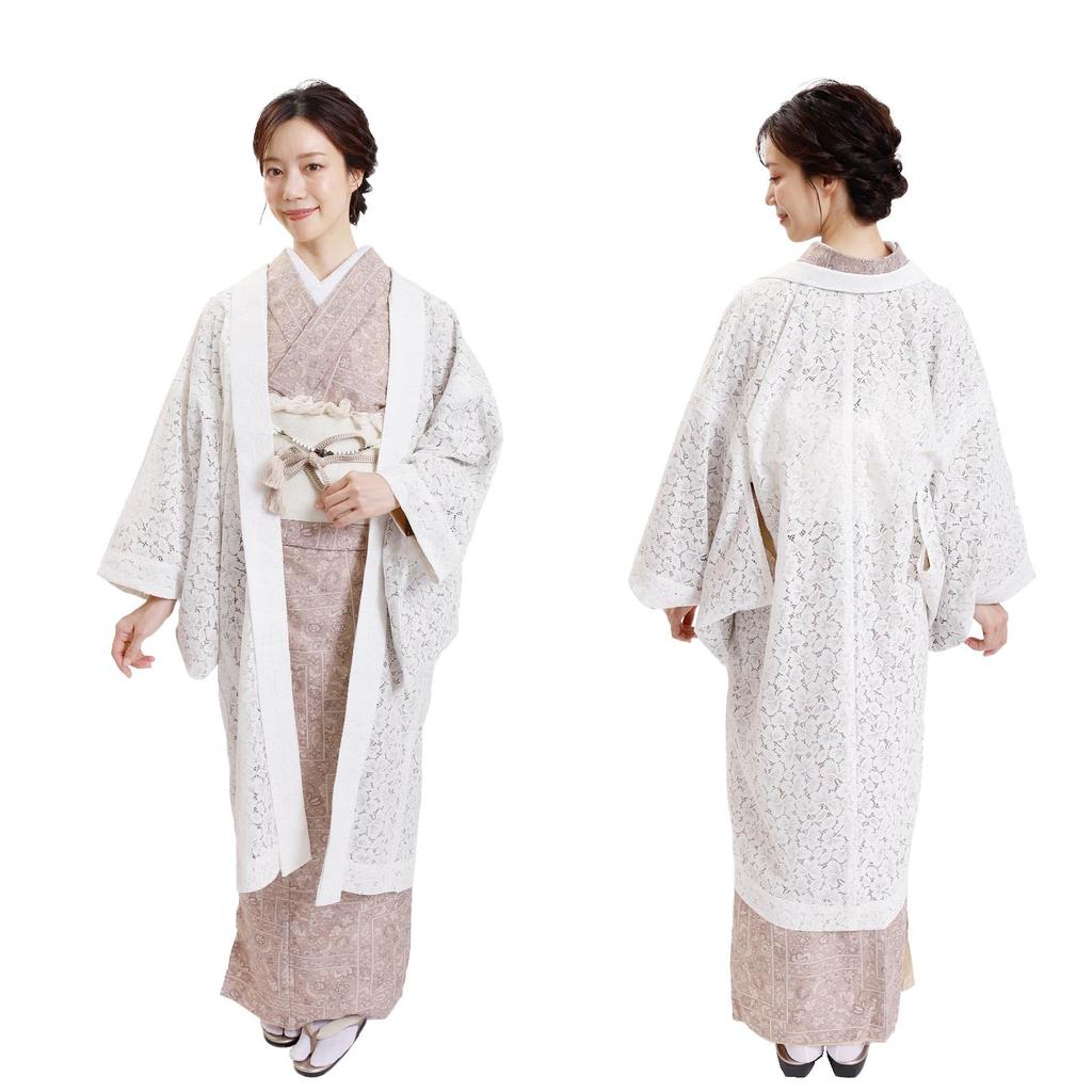 [Ookini] [Fuuka] Lace Haori Long Haori All-over Lace Kimono Flower Lace Lace Coat Women's Free Size Floral Pattern Haori Kimono Coat Dust Cover
