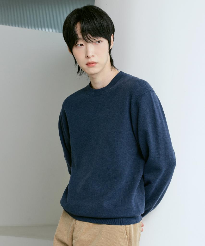 210EDIT Unisex Soft Knit Round Neck [Navy]_Zz4Sw070