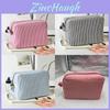 Vintage Striped Makeup Bag With Zipper Closure For Travel And Daily Use