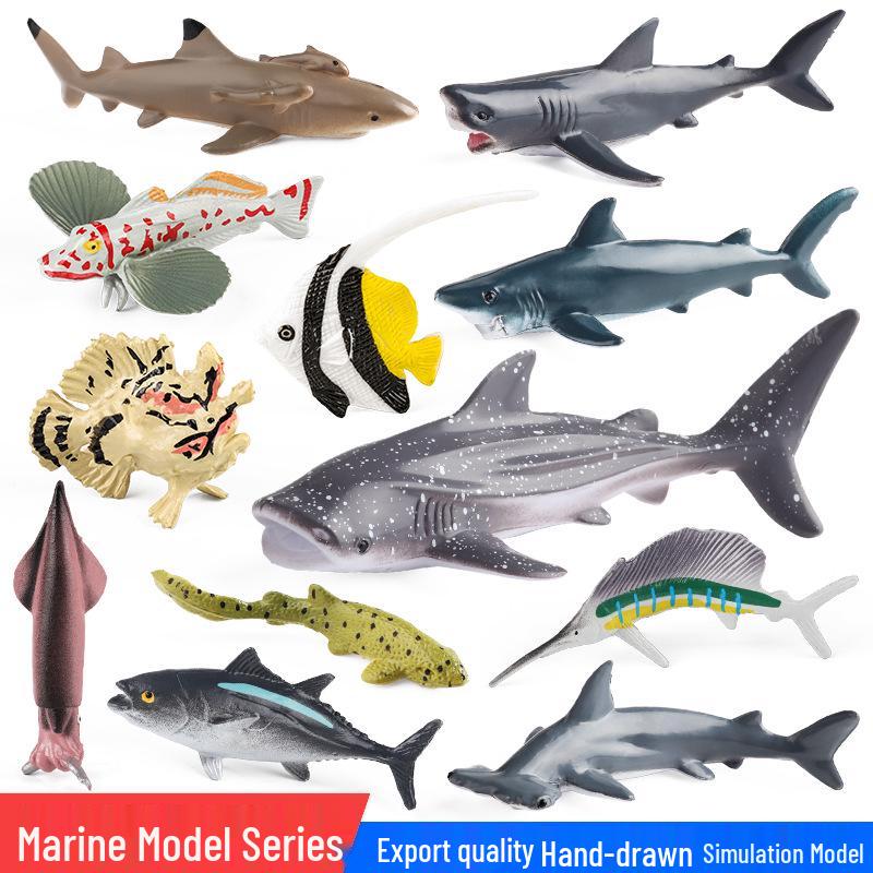 Children's Early Education Ocean Fish Model Toy: Megalodon, Whale Shark, Tuna