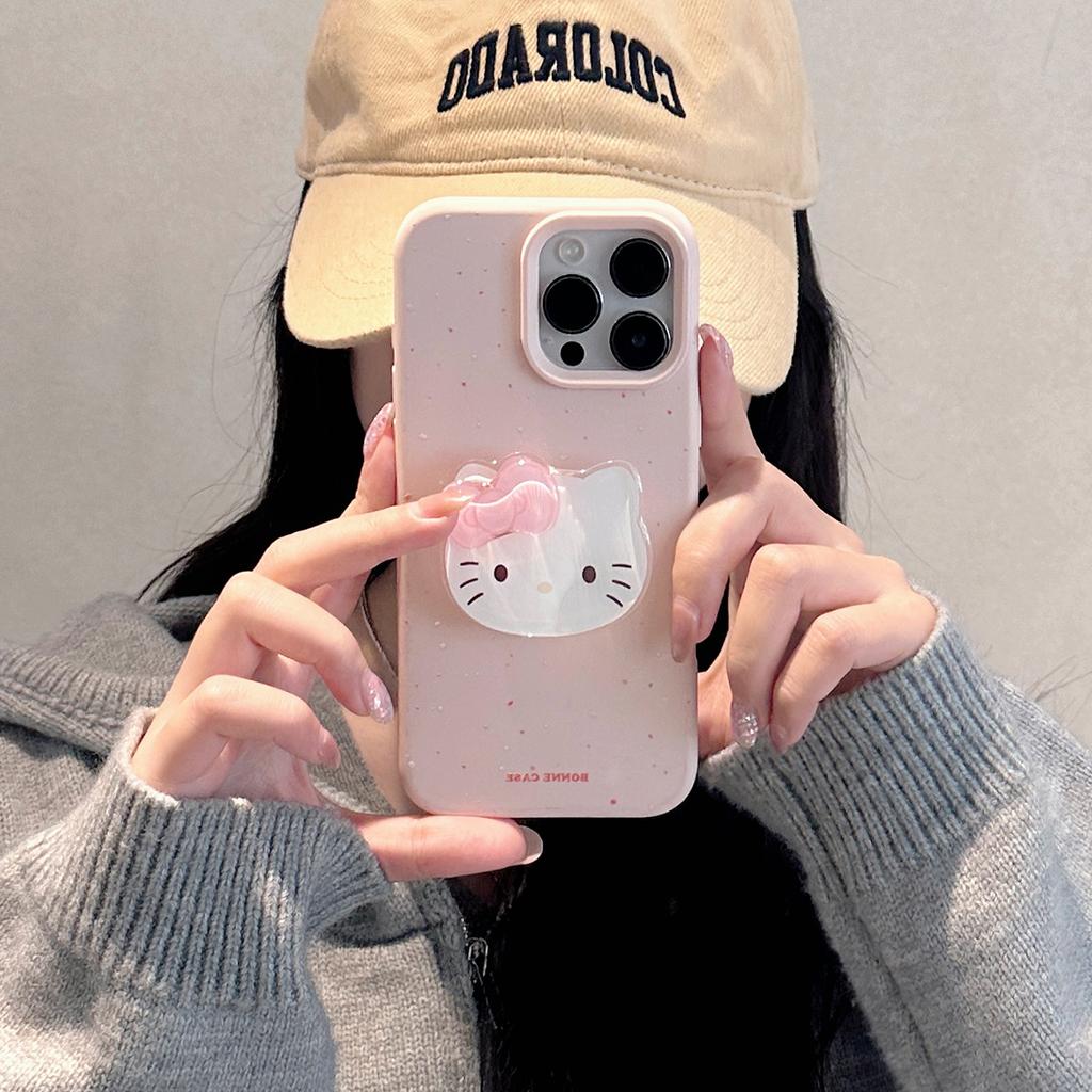 Bow Cat Rotating Bracket for Iphone17promax Mobile Phone Case 16 Cartoon 13 Apple 14 Pendant