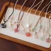 Natural Chalcedony Strawberry Crystal Braided Rope Necklace Bangles Women Fashion Jewelry Accessories Gift