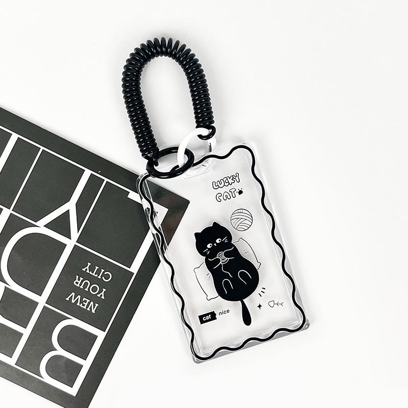 Kawaii Kat Transparant Acryl Luxe Fotokaarthouder Kpop Idol Kaartbeschermer Creatieve Tas Hanger Campus ID Opbergtassen