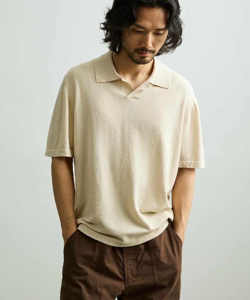 ONNHANS Open Collar Short Sleeve Knit_Light Sand