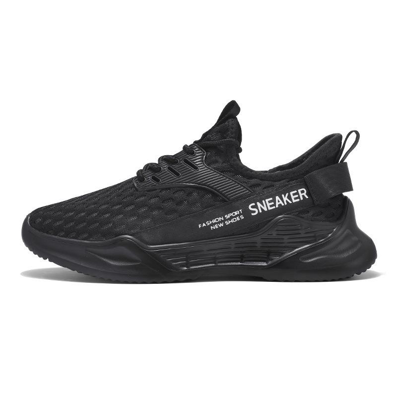 Men's Shoes Summer Sports Breathable Mesh Hollowed Casual Shoes Men's Heightening Shock Absorption Single Mesh Thin Running Shoes