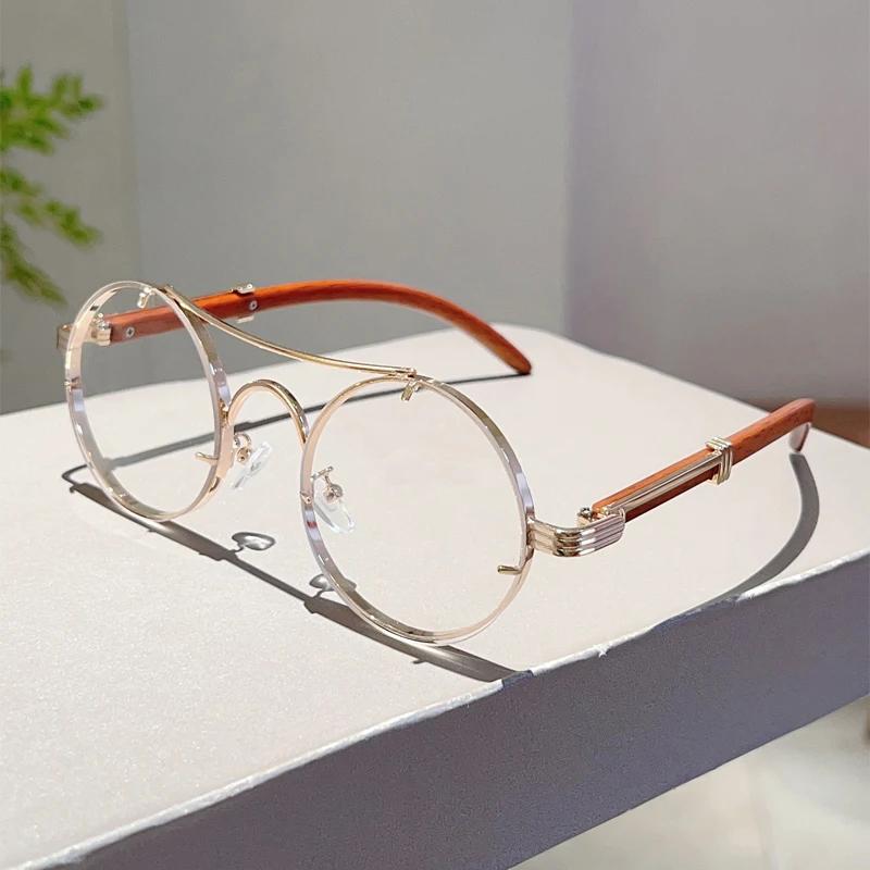 Lunettes de soleil rondes vintage Homme Nouvelle mode Rétro Double pont Nuances décontractées Femme Luxe Dégradé Multicolore Lunettes de soleil