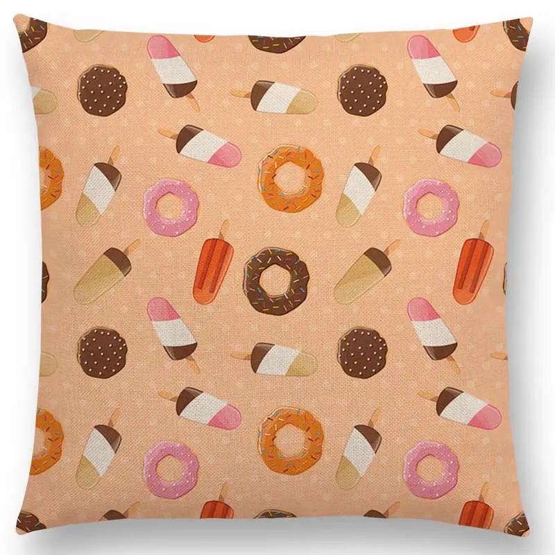 Housse de Coussin Imprimés Colorés Bonbons Chocolat Donuts Joli Motif Glace Couleur Fête Décor Housse de Coussin Déco Canapé