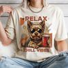 Yorkie Dog Shirt, Relax Chill Vibes T Shirt, Retro Summer Comfort Colors Tee, Gift for Dog Mom, Cute Puppy Sunglasses Shirts