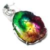 Rainbow Solar Quartz Gemstone Handmade 925 Sterling Silver Pendant 2.44" A9J32