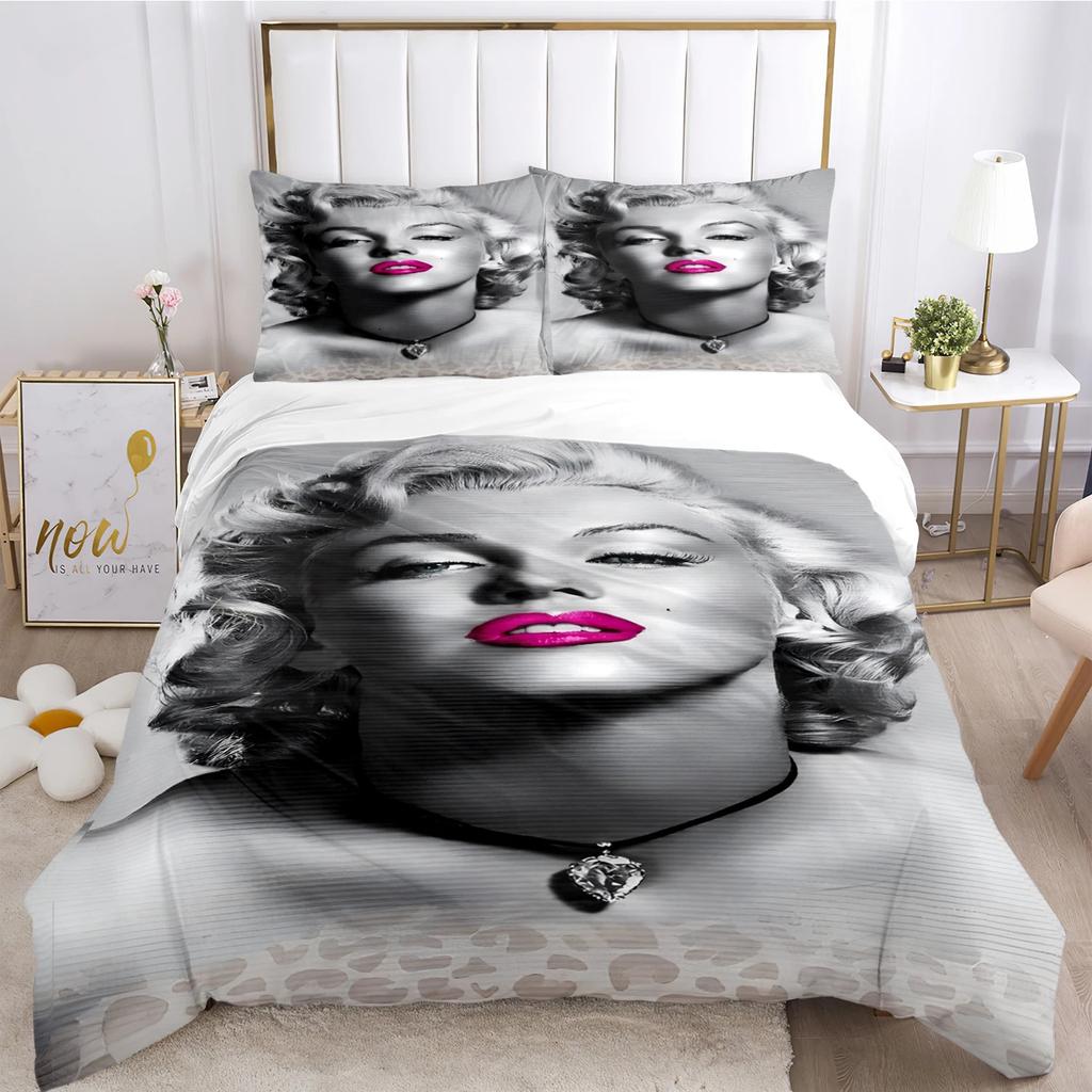 Marilyn Monroe Bettwäsche-Set Weiches Bettwäsche-Set mit Kissenbezügen für Teenager Einzel Doppel Queen King Size