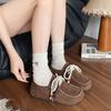 2025 New Women's Flat Shoes Round Toe Lace-up String Bead Shoes Women Leisure Retro Style One Kick Spring Autumn Single Shoes