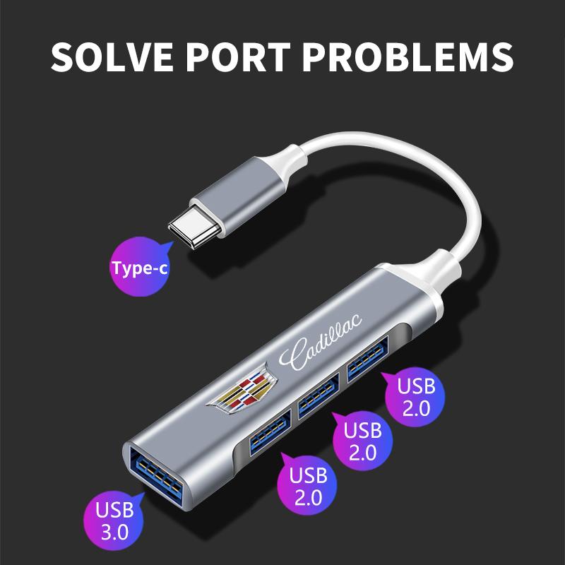 USB 3.0 HUB 4 In 1 Type C Adapter for Cadillac CT5 STS XLR CT4 GT4 SLS SLR XT6 Escalade XT4 XT5 SRX XTS ELR BLS Accessories