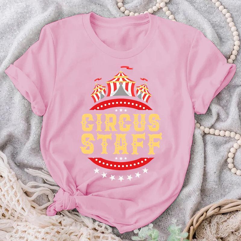 Zirkuspersonal Print T-Shirt Sommer Lässig Kurzarm T-Shirt Mode Locker T-Shirts