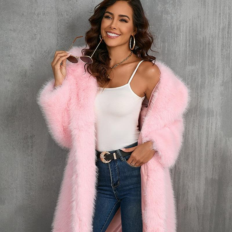 Imitation Fur Coat Autumn and Winter Mid-length Warm Ins Suit Collar Imitation Fur Coat Coat