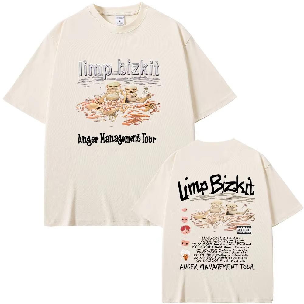 Koszulki z koszulki Rockowego Zespołu z lat 90. Limp Bizkit Anger Management Tour Letnie Męskie Damskie Codzienne Bawełniane Streetwear Koszulka