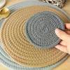 Natural Table Mat Insulation Pad Soft Heat Insulation Japanese Style Non-slip Cotton Simple Oval Woven Mat Kitchen Supplies