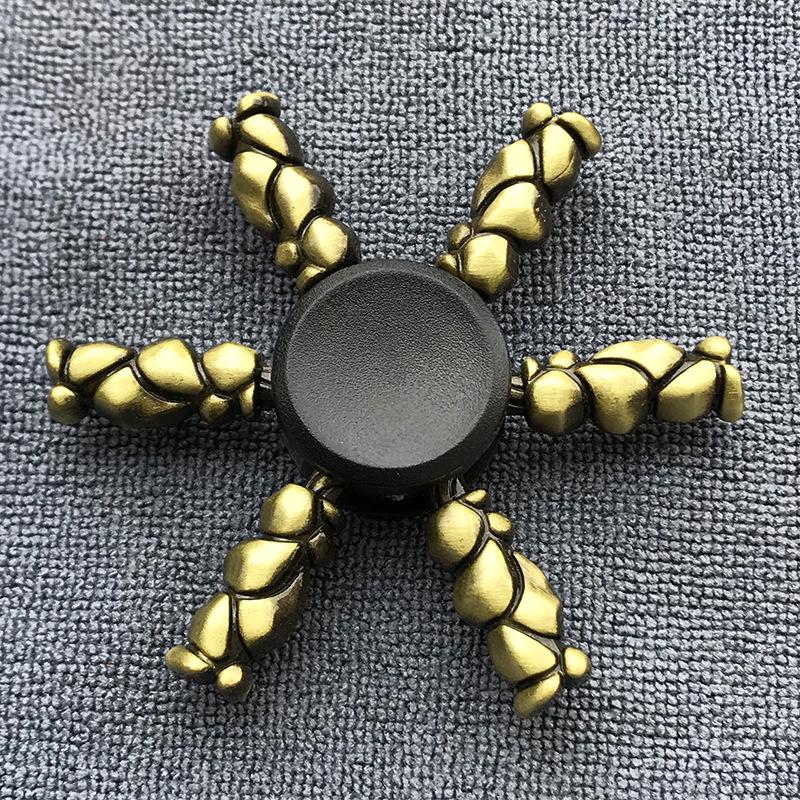 Fidget Finger Spinner Antique Brass Color Alloy Metal Hand Spinner Stress Relief Decompression Toy For Kids Adults Funny Gifts