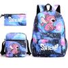 Stitch Lilo & Stitch Tryckt Ryggsäck Axelväska Pennskrin 3-delat Set Elev Skolväska