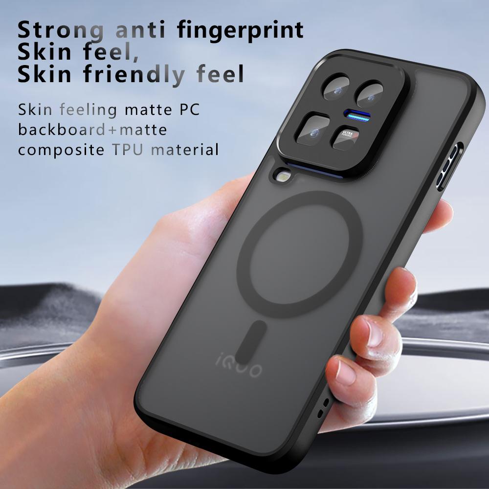 For iQOO 15 Ultra Case Magnetic Matte Frosted Translucent Airbag Drop-proof Non-yellowing Anti-Fingerprint Cover