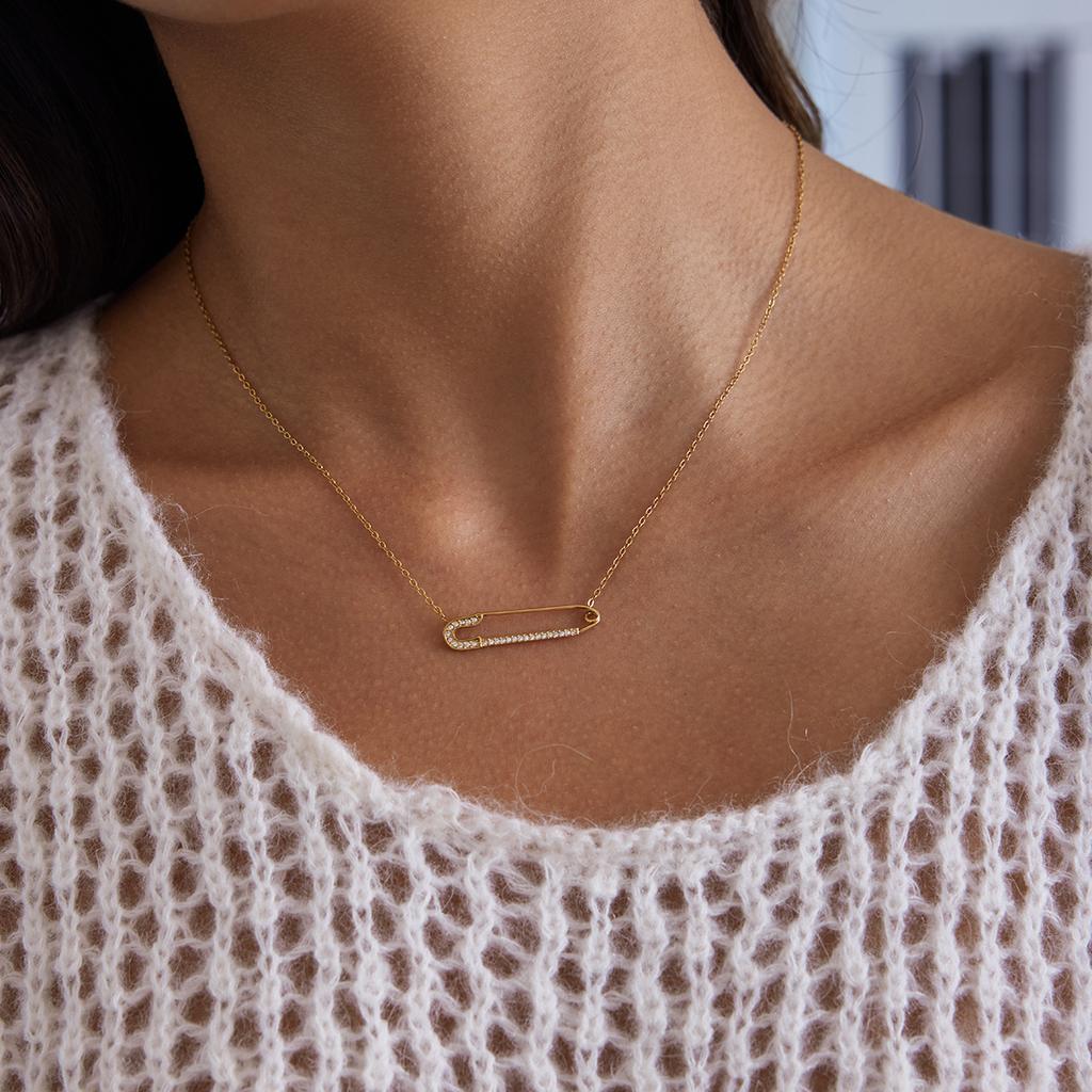 Yori Stainless Steel White Rhinestone Paperclip Pendant Necklace Unique Classic Fashion Jewelry Bijoux Femme New