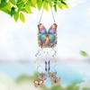 Flower Dragonfly Double Sided Diamond Painting Wind Chimes Hanging Crystal Chime Ornament DIY Crystal Wind Chime for Wall Decor