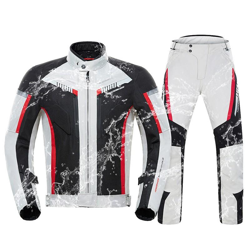 Motorcycle Riding Jacket Pants Set With Built-in Armor Breathable Stretchable Protective Gear