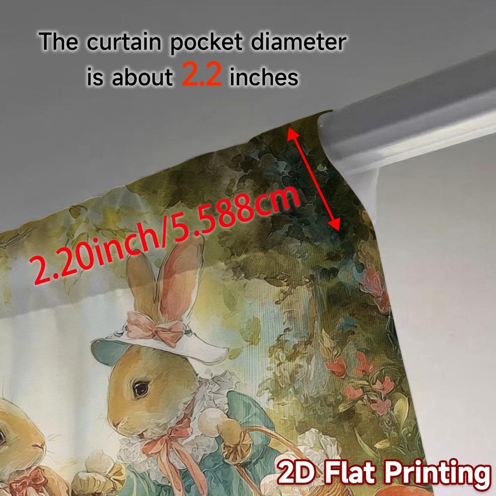 2pcs   2D FLAT PRINTING Curtains (Without Rod) Rabbit Stroll Modern Curtain Modern Versatile 100% Polyester Curtains Thermal