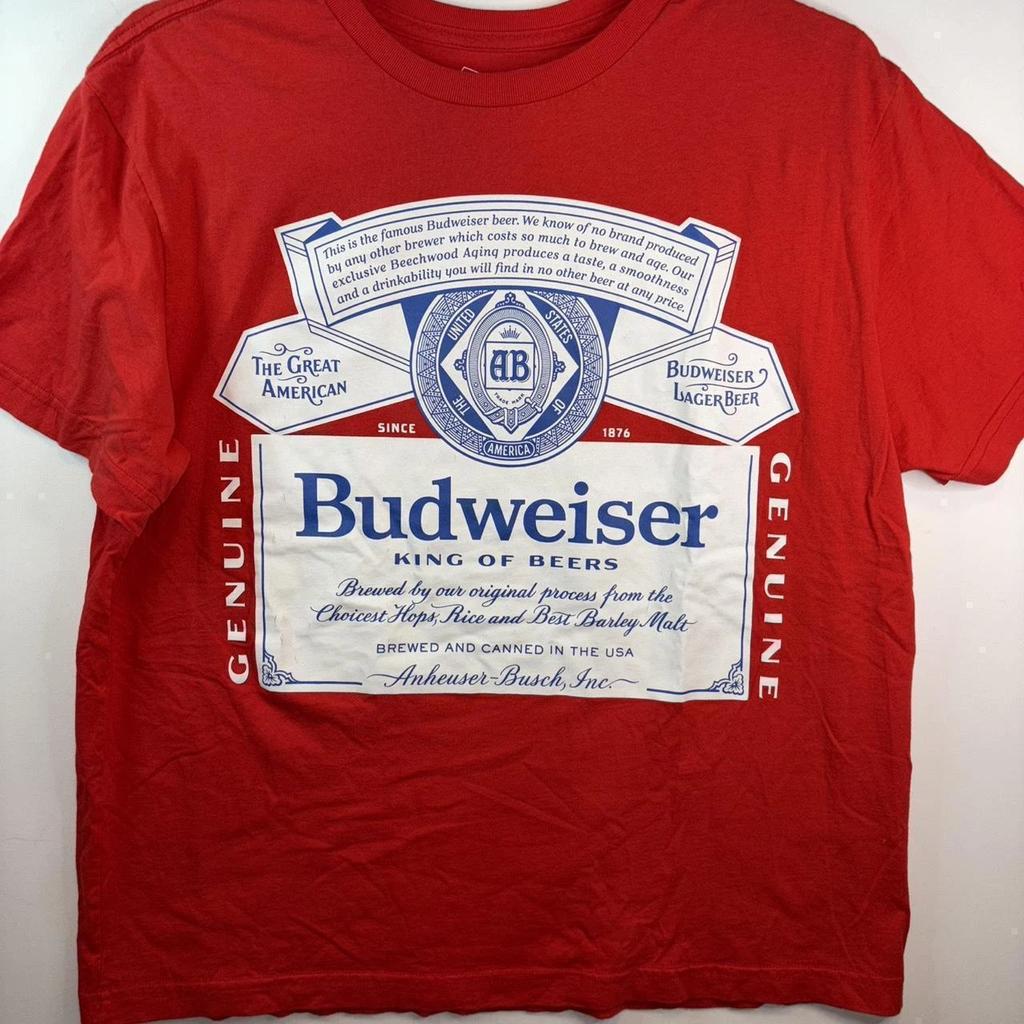 T-shirt da uomo Budweiser Vintage Rossa Grafica Logo Birra Rara Streetwear Tee S-5XL