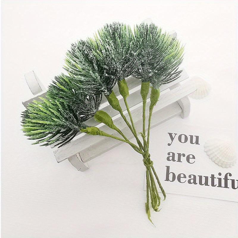 3Pcs Simulation Flower DIY Headdress Accessories Succulent Flocking Iron Leaves Pine Branches for Outdoor Patio Garden Wedding
