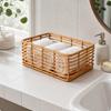 PE Rattan-Style Storage Basket Decorative Rectangular Woven Organizer Easy To