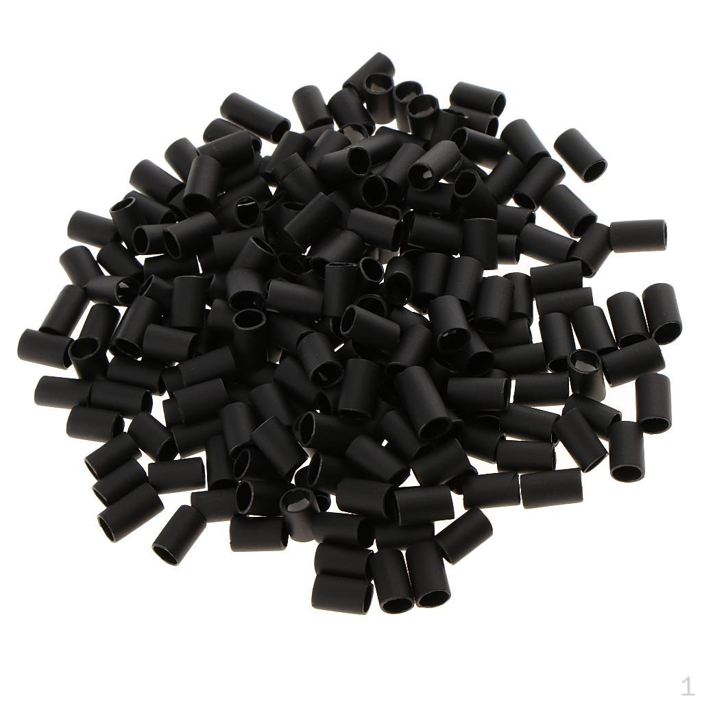 200PCS 6mm Glue Shrink Tubes Micro Beads for Hair Extensions Black