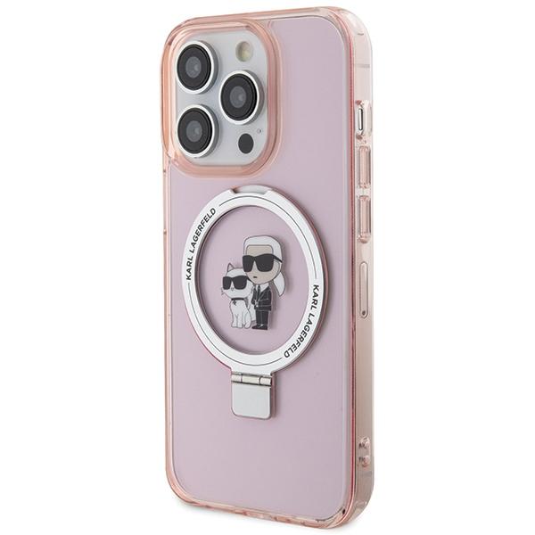Etui Do iPhone 15 Pro Max Karl Lagerfeld Ring Stand MagSafe Różowe