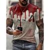 3D Printing Blood Stain Element T Shirt For Men Fashion O-neck Breathable Short Sleeve Trend Retro Men's Clothing Men T Shirt