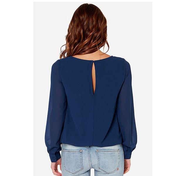 Hochwertige Damen Langarm Cold Shoulder Mode Lockere Hemd-Tops in lebendigen Farben