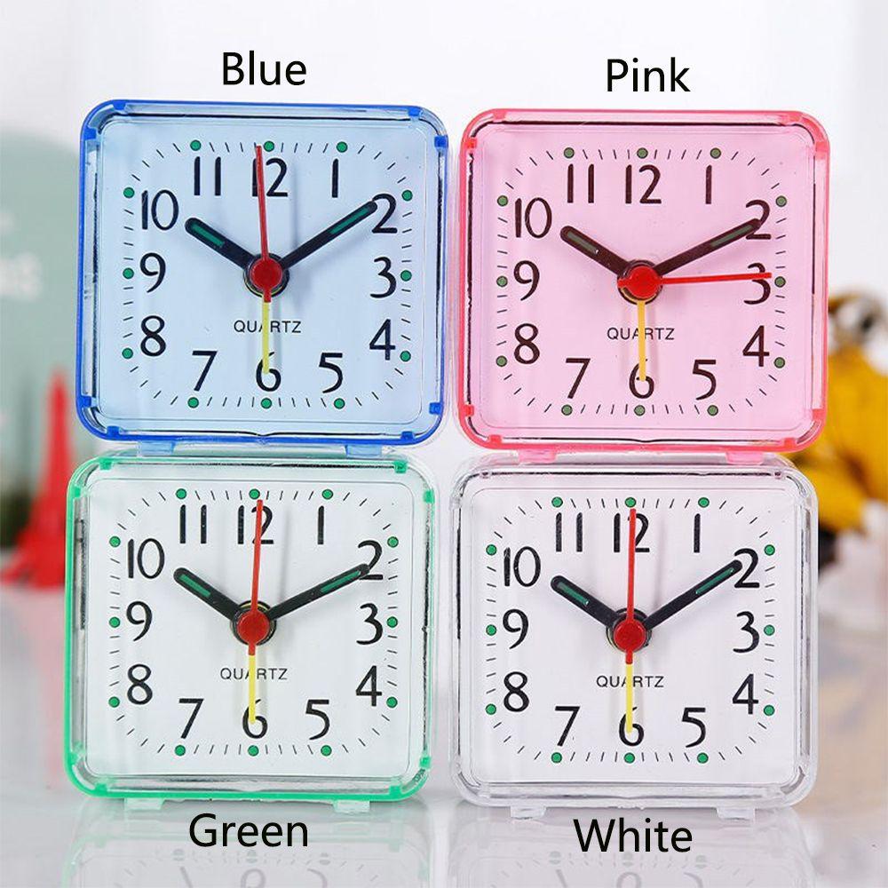 Small Silent Bedroom Bedside Office Home Room Decoration Alarm Clock Square Quartz