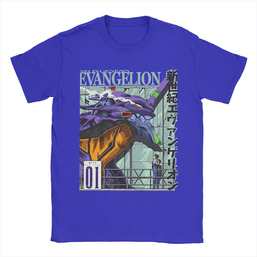 01 EVANGELION T-shirts Pour Unisexe Femmes 100Coton Vêtements Hip Hop EVA Anime Col Rond Manches Courtes