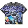 Retro American Dark Print Distressed Oversized Streetwear T-shirt
