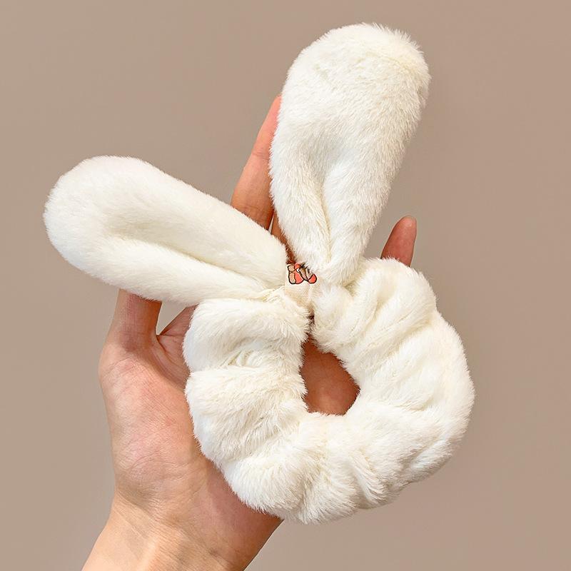 Autumn And Winter Plush Rabbit Ears Knotted Hair Band Fluffy Pig Large Intestine Ring Ponytail Headband Rubber Band Hair Accessories