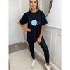 Oversized T-shirt Svart Planet Saturnus Med Ringer Och Stjärnor Tryck Vardagskläder För Kvinnor Sommaroutfit Streetwear Mode Topp
