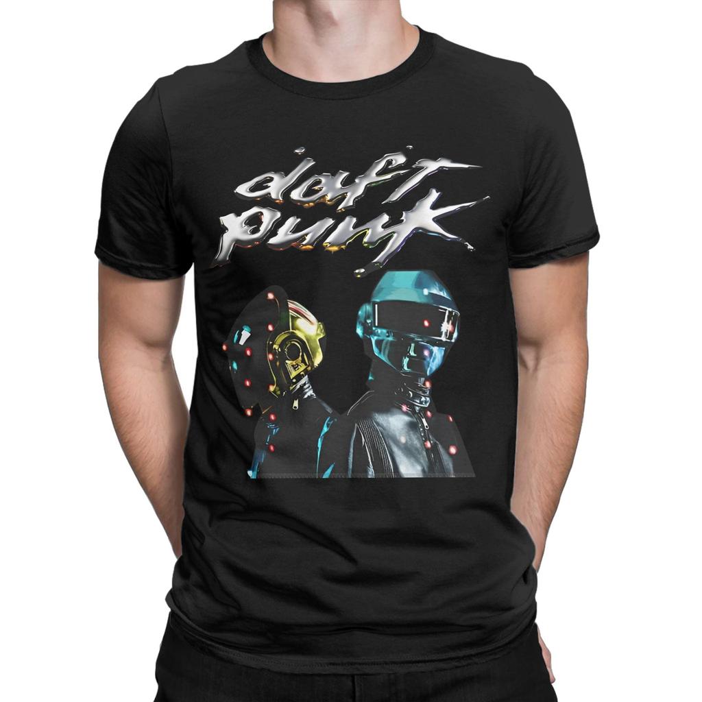 Mens TShirts Daft Punk Electronic Band Funny Pure Cotton Tee Shirt Short Sleeve T Shirts Crewneck Tops Gift Idea