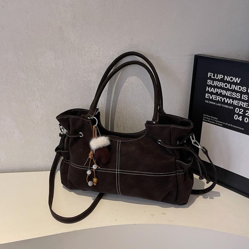 Retro Motorcycle Style Tote Bag With Stitching Detail For Work And Casual Outings