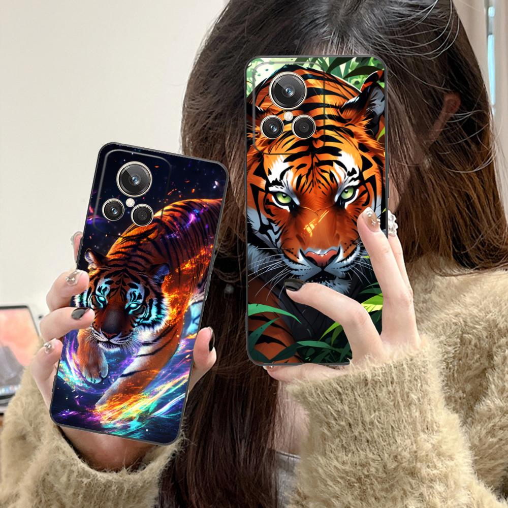 Tiger Neon Handyhülle für Realme GT 8 Neo Pro C75 73 71 C67 65 C55 53 C35 31 C20 15 Bunte Druckabdeckung Cover