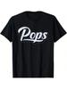 100% Katoen Pops Heren T-shirt – Stijlvol Zwart Casual T-shirt met "POPS"