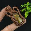 Natural Bamboo Jasper Gemstone Handmade Copper Wire Wrap Pendant 2.5 P0Y35