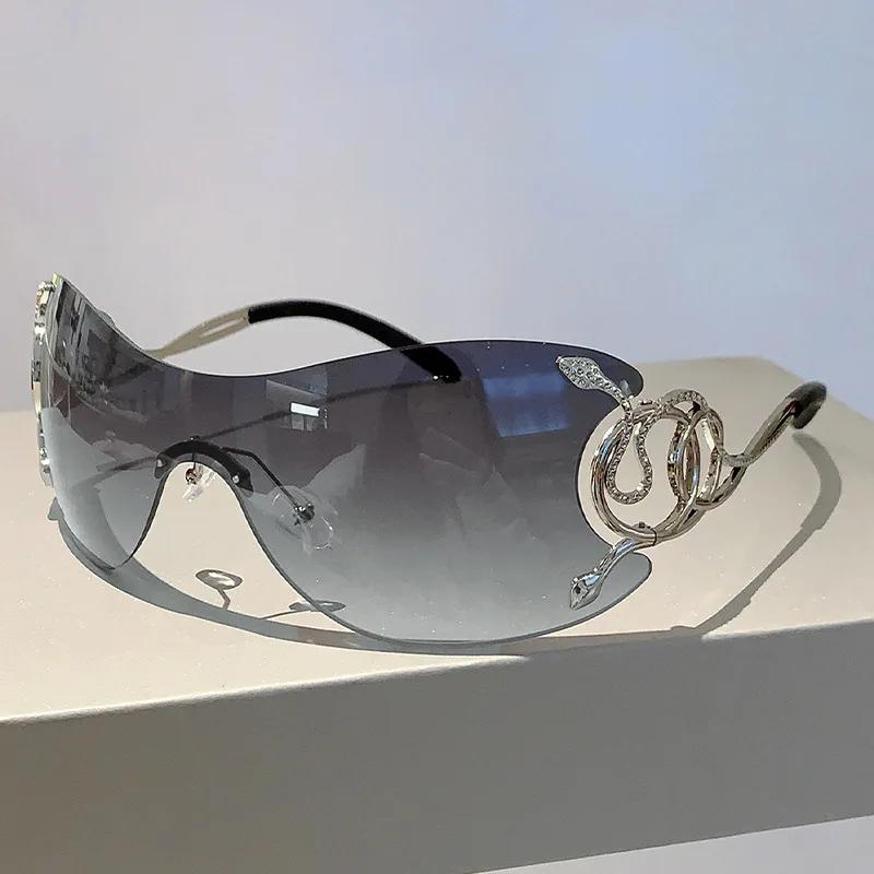 Lunettes de soleil Y2k Mode Femmes Vintage Oculos Lunettes de soleil Sans monture Designer Lunettes Tendance Soleil Lentes Mujer Lunette