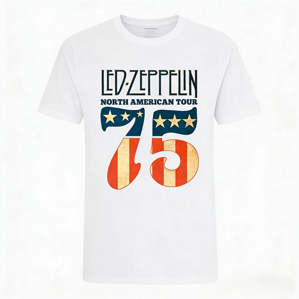 Zespół rockowy Led Zeppelin Unisex 100% Bawełna grafika z okazji 75. rocznicy Koszulka Lato wiosna Damska oversize hiphop Y2k moda Koszulka